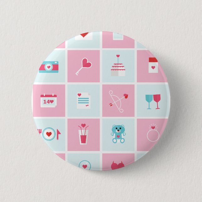 pastel valentines day 2 inch round button (Front)