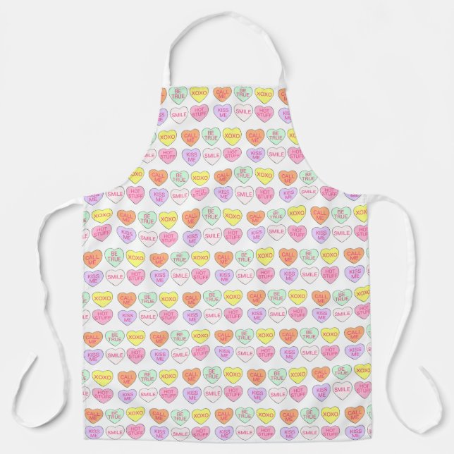 Pastel Valentine's Day Candy Conversation Hearts Apron (Front)