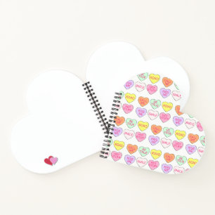 Pastel Valentine's Day Candy Hearts Love Sweets Notebook