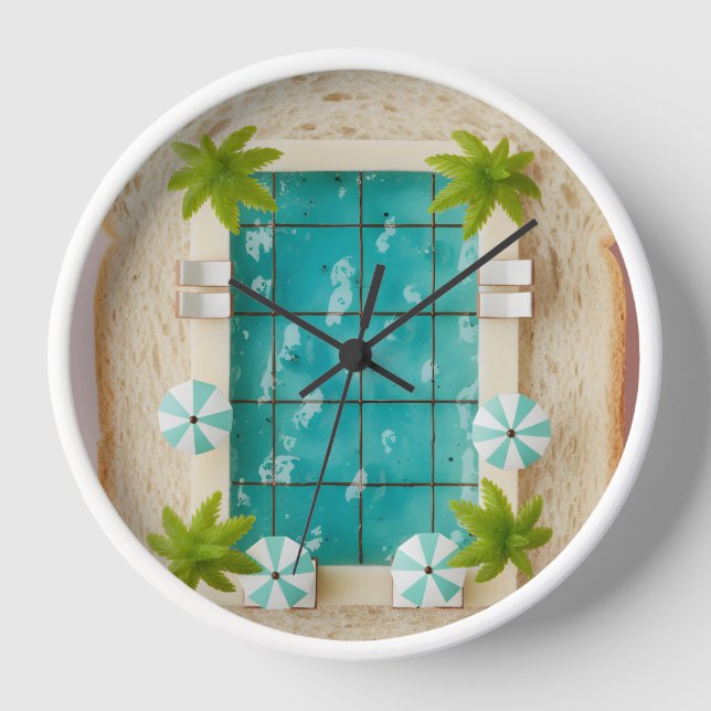 Pastel Vaporwave Pool Toast Clock (Front)