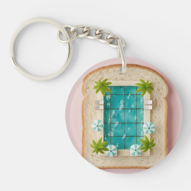 Pastel Vaporwave Pool Toast Keychain (Front)