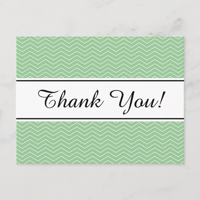 Pastel vert chevron motif merci carte postale (Devant)