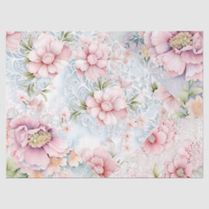 Pastel Victorian Florals & Lace Decoupage   Tissue Paper