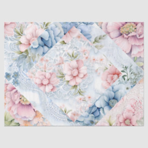 Pastel Victorian Florals & Lace Layers Decoupage   Tissue Paper
