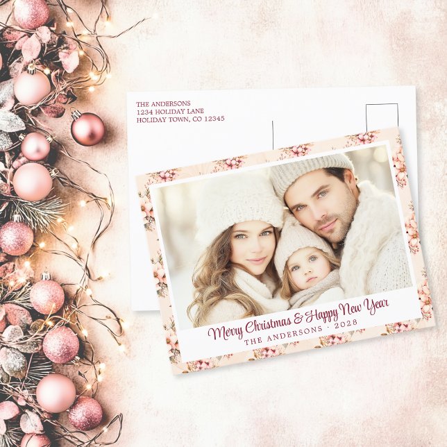 Pastel Vintage Floral Customizable Holiday Postcard (Shabby Chic Pink Postcard)