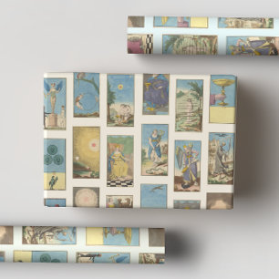 Pastel Vintage French Tarot Card Illustrations  Wrapping Paper Sheet