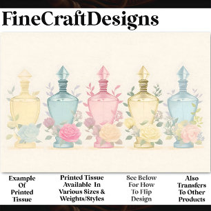 Pastel Vintage Glass Perfume Bottles AE8 Decoupage Tissue Paper