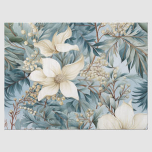 Pastel Vintage Inspired Winter Blue Floral Tissue Paper