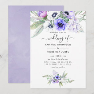 Pastel Violet Floral Wedding Invitation
