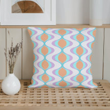Pastel Violet Orange Aqua Blue Ogee White Waves