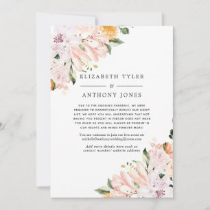 Pastel Violet & Pink Floral Reduced Wedding Guest Announcement