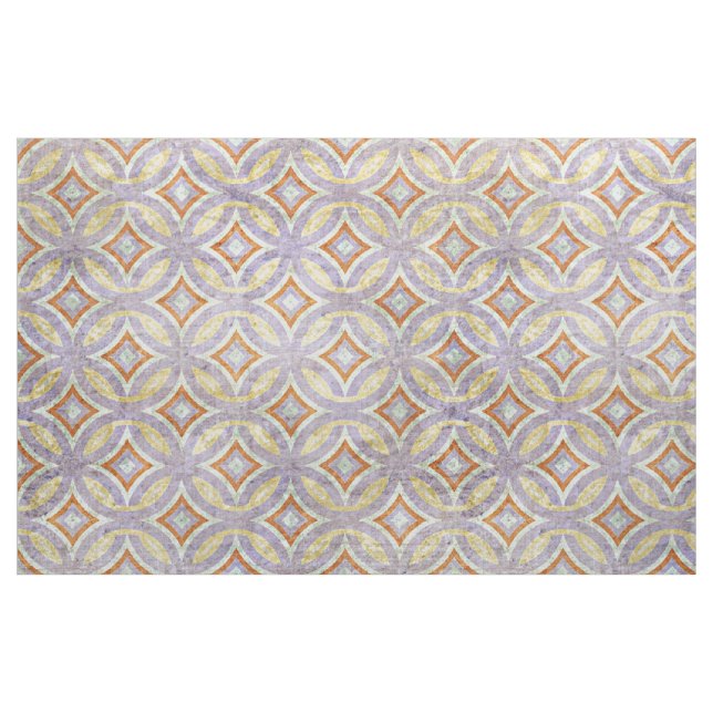 Pastel Violet Purple Orange Circles Mosaic Pattern Fabric (Fat Quarter)