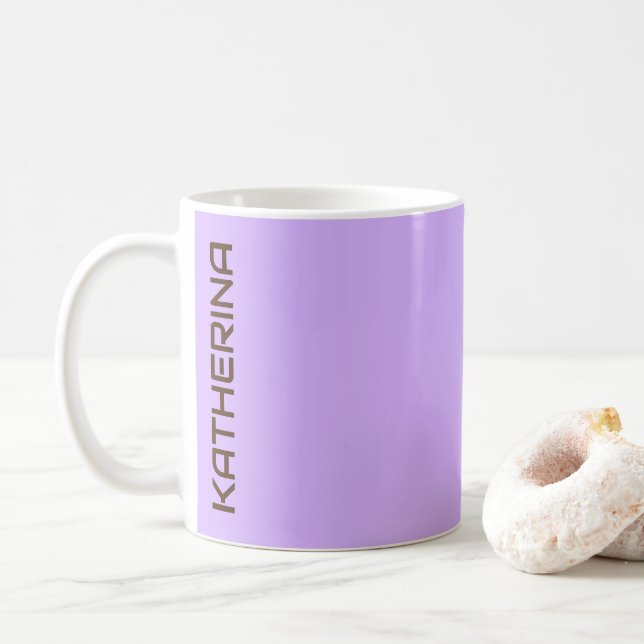 Pastel Violet Solid Colour Personalized  Coffee Mug (With Donut)