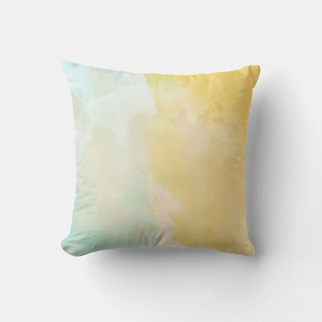 Pastel water colour white yellow aqua decor pillow (Front)