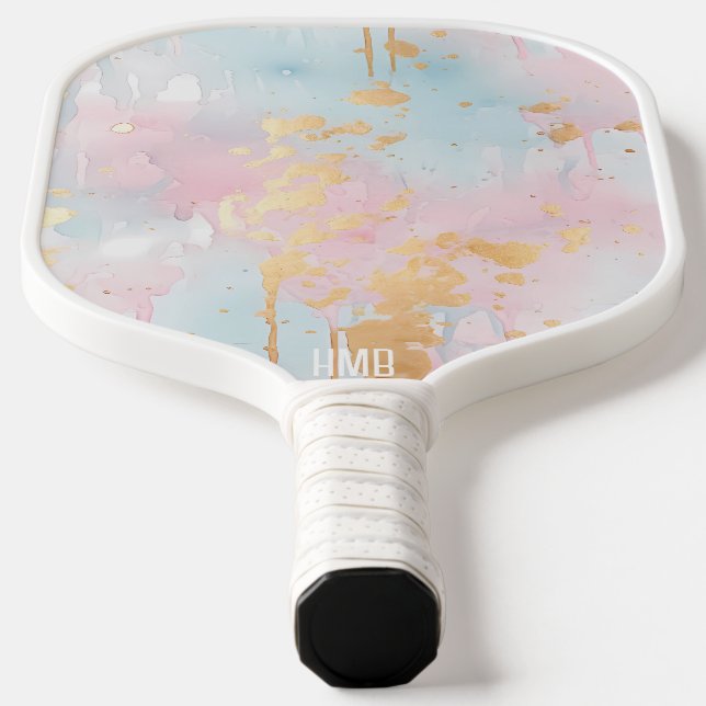 Pastel Watercolor Abstract Personalized Pickleball Paddle (Laydown)