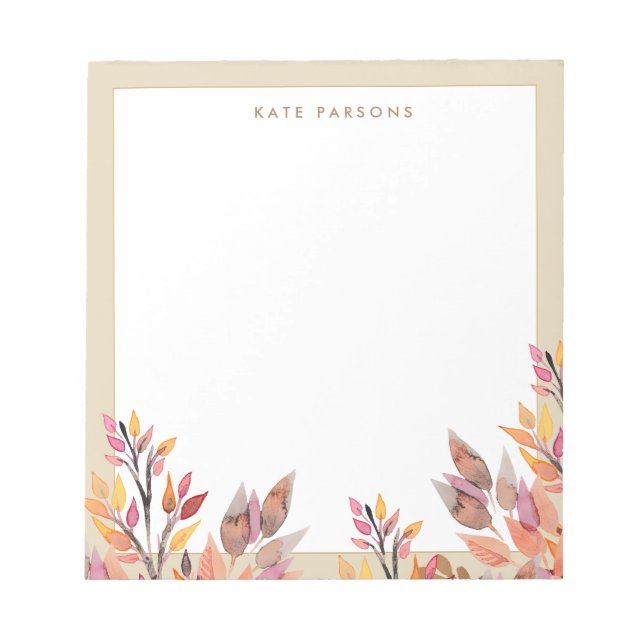Pastel Watercolor Autumn Foliage Notepad (Front)