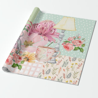 Pastel watercolor background Botanical Birthday Wrapping Paper