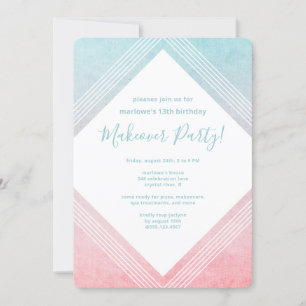 Pastel Watercolor Birthday Makeover Party Aqua Invitation