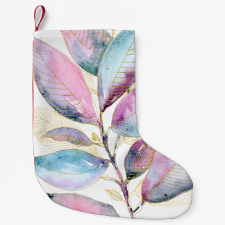 Pastel Watercolor Botanical Leaves Spiral Notebook Small Christmas Stocking