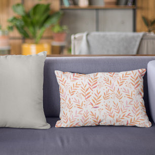 Pastel watercolor branches orange and pink accent pillow