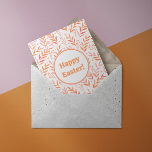 Pastel watercolor branches orange and pink holiday card