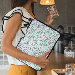 Pastel watercolor branches purple and green laptop sleeve<br><div class="desc">Pretty and Trendy purple and green foliage. Cute and modern watercolor botanical illustration pattern with purple and green pastel branches.</div>