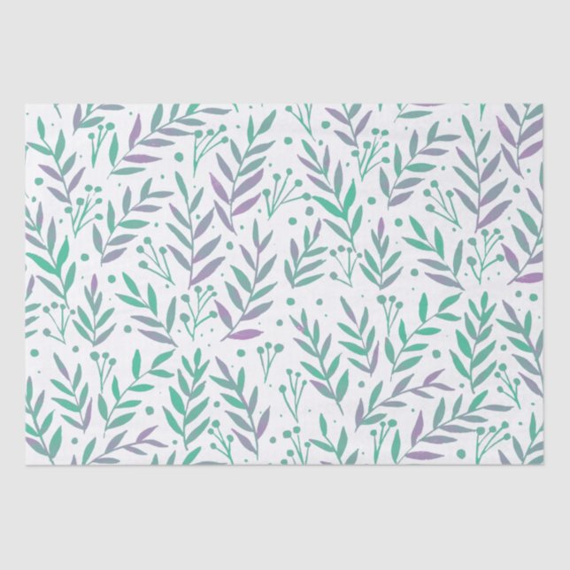 Pastel watercolor branches purple and green tissue paper (Front)