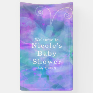 Pastel Watercolor Butterfly Personalized Party Banner
