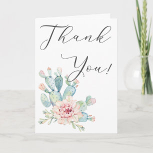 Pastel Watercolor Cactus Thank You Card