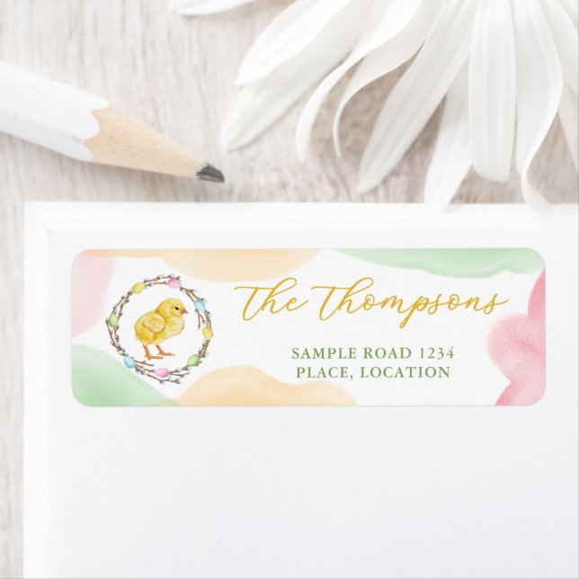 Pastel Watercolor Chick And Wreath Cute Easter (Insitu)