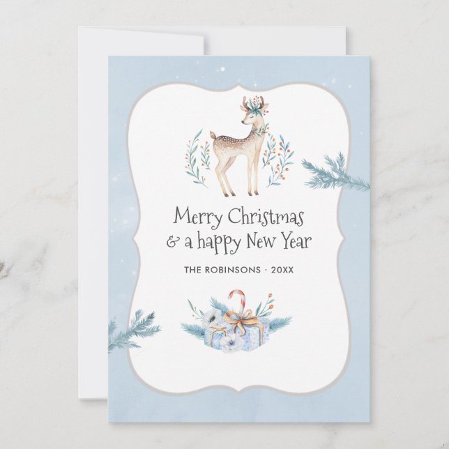 Pastel Watercolor Christmas Holiday Photo Collage (Front)