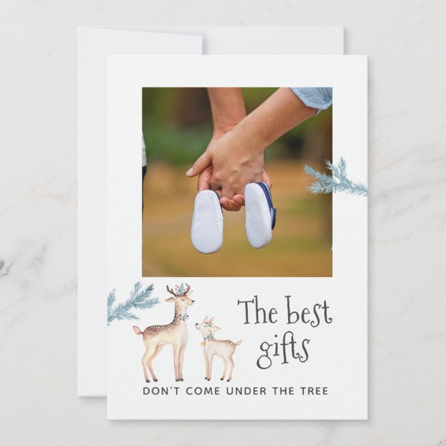Pastel Watercolor Christmas Winter Baby Expecting Announcement (Front)