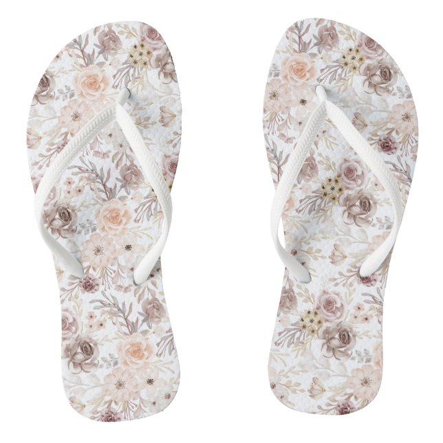 Pastel Watercolor Colourful Roses Flip Flops (Footbed)