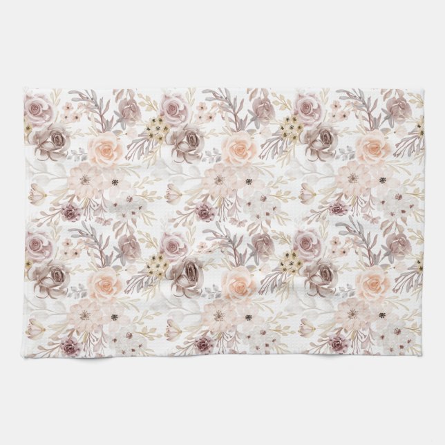 Pastel Watercolor Colourful Roses Kitchen Towel (Horizontal)