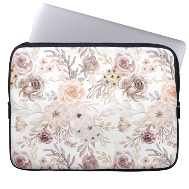 Pastel Watercolor Colourful Roses Laptop Sleeve (Front)
