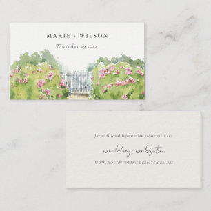 Pastel Watercolor Cottage Garden Wedding Website Enclosure Card