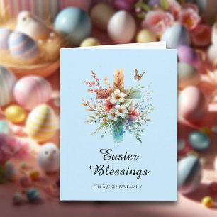 Pastel Watercolor Cross Gospel Christian Easter Card