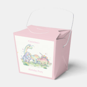 Pastel Watercolor Dinosaur Birthday Party Favor Box