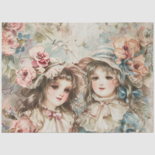 Pastel Watercolor Doll-like Girls Decoupage Tissue Paper