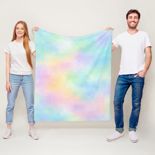 Pastel Watercolor Dream – Soft Rainbow Gradient  Fleece Blanket (In Situ)
