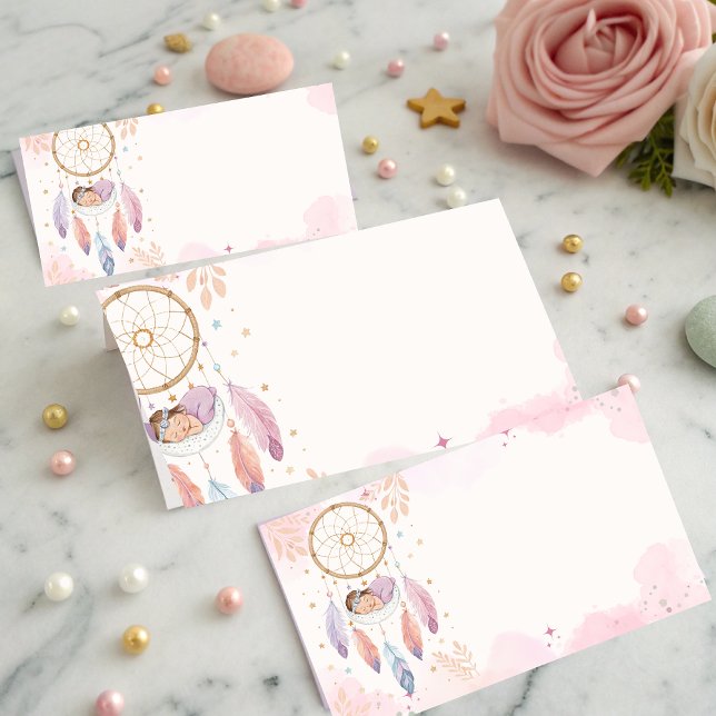 Pastel Watercolor Dreamcatcher Baby Shower  Place Card (Creator Uploaded)
