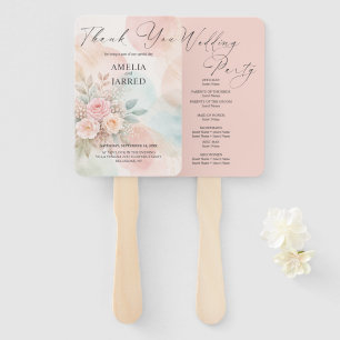 Pastel Watercolor Floral Abstract Shapes Wedding Hand Fan