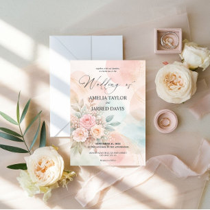 Pastel Watercolor Floral Art Soft Abstract Shapes Invitation