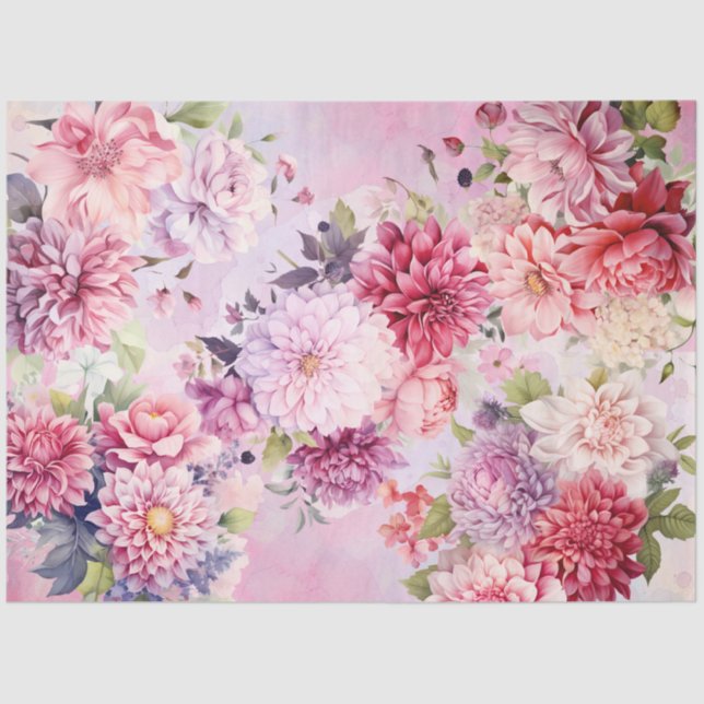 Pastel Watercolor Floral Bouquets Decoupage  Tissue Paper (Front)