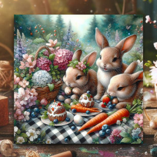 Pastel Watercolor Floral Bunny Easter Brunch Holiday Card