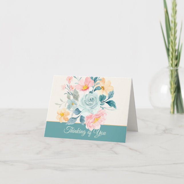 Pastel watercolor floral customizable note card (Front)