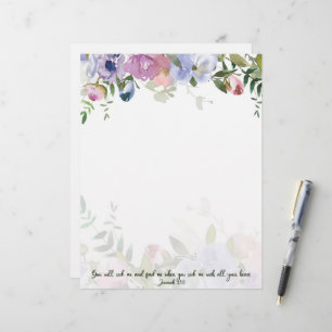 Pastel watercolor floral Jeremiah 29:13 scripture