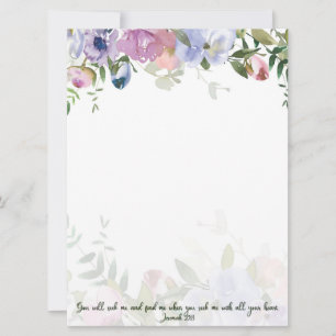 Pastel watercolor floral Jeremiah 29:13 scripture Card