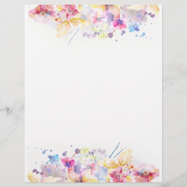 Pastel Watercolor Floral Letterhead (Front)