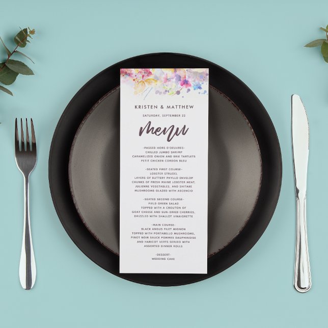 Pastel Watercolor Floral Menu (Créateur téléchargé)